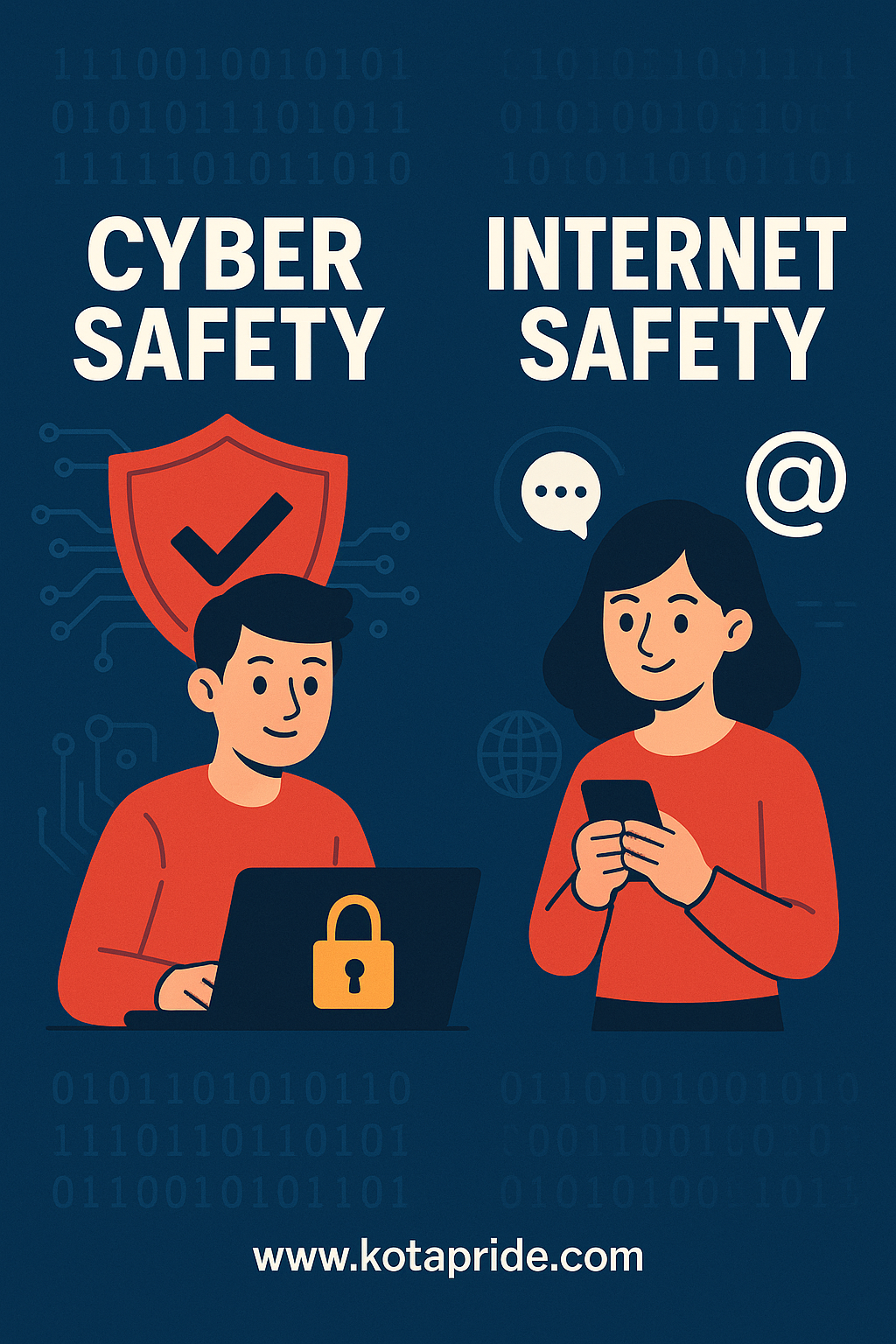 What is the difference between cyber safety and internet safety ?
