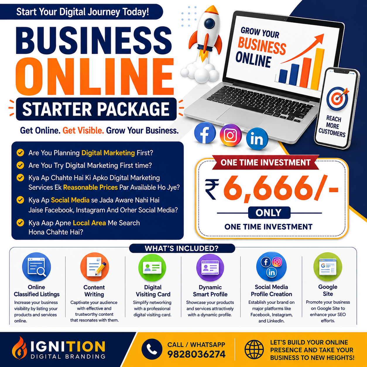 Business Online Starter Package – Start Digital Marketing at Just Rs.6666/- One Time Investment