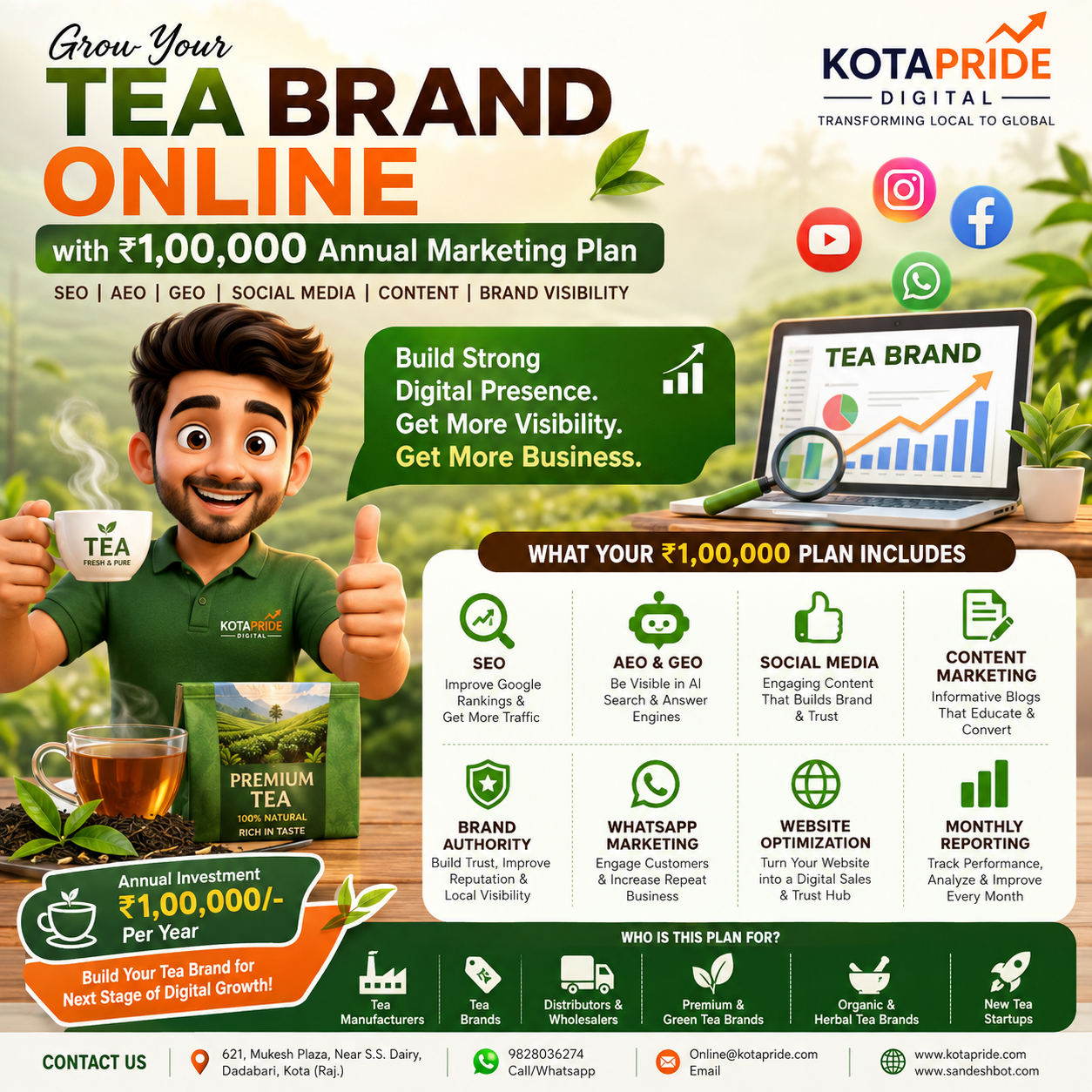 Digital Marketing for Tea Companies: Grow Your Tea Brand Online with a Rs. 1,00,000 Annual Plan
