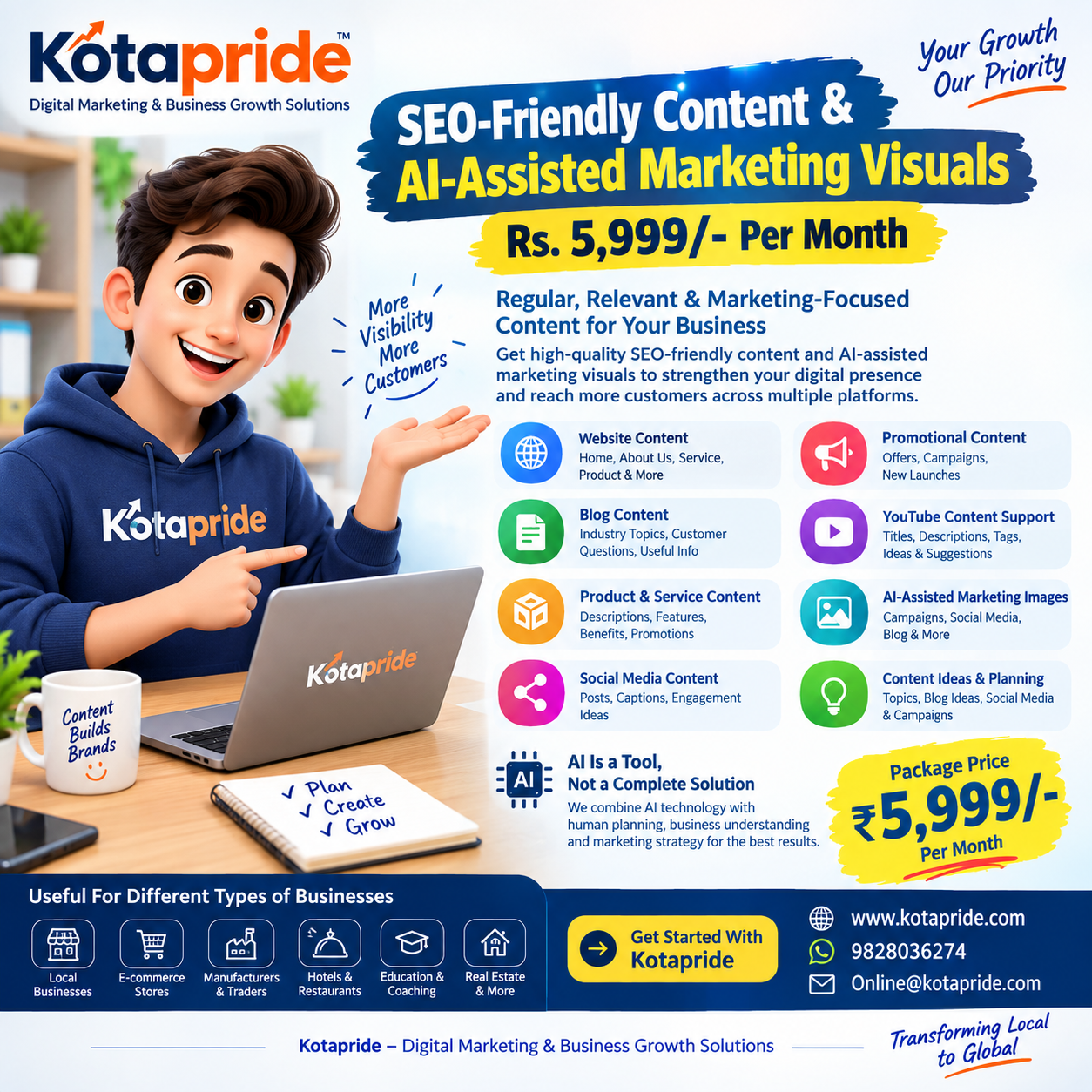 Professional Content Creation and AI-Assisted Marketing Services for Websites, Blogs and Social Media for Businesses